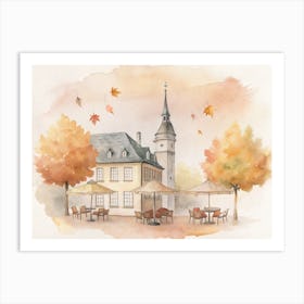 Watercolor Of An Autumn Scene Art Print