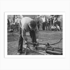 Untitled Photo, Possibly Related To Judges Inspecting Drill Which Will Be Used In Miners Power Drilling Contest Art Print