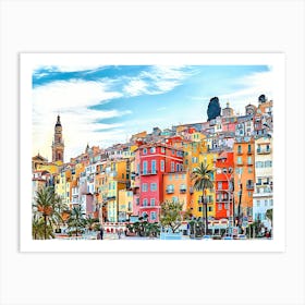 Old Town Of Menton, France Art Print