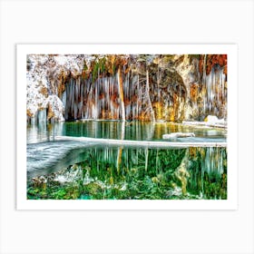 A Serene Chill Winter Wonderland - Hanging Lake in Colorado Art Print