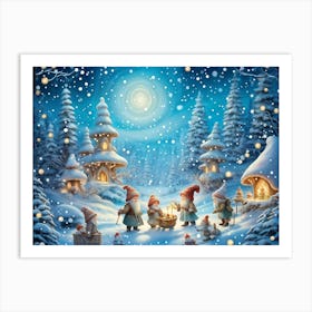 Gnomes In The Snow Art Print