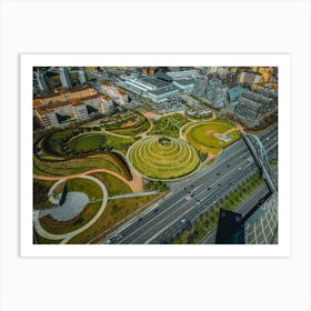 Italy City Print. Aerial View Milan, Italy. Italy Street Art. Parco del Portello Art Print