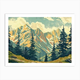 Landscape Retro Illustration 5 Art Print