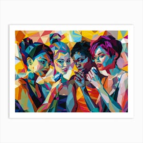 Abstract portrait of three women together  Art Print