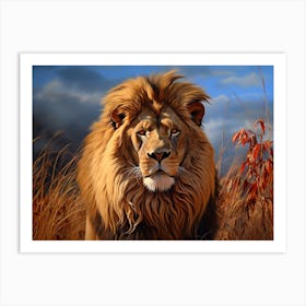 African Lion Close Up Realism 4 Art Print