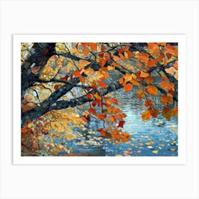 Autumn Leaves By The River Art Print