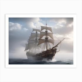 Pirate Ship In The Ocean Art Print