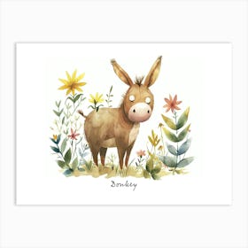 Little Floral Donkey 2 Poster Art Print