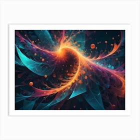 An Abstract, Colorful Explosion Of Shapes And Particles Against A Dark Background, Resembling A Cosmic Event Art Print