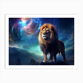 Lion In Space Art Print