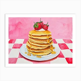 Pancake Stack Pink Checkerboard 1 Art Print