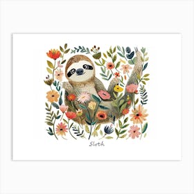 Little Floral Sloth 2 Poster Art Print