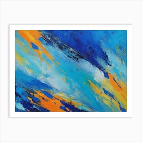 Abstract Painting In Blue, Yellow And White Art Print