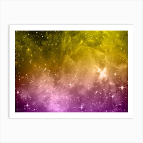 Yellow, Violet Galaxy Space Background Art Print