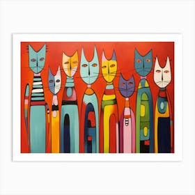 Cats In A Row 4 Art Print