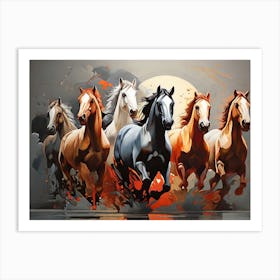 Horses galloping in a field. 2 Art Print