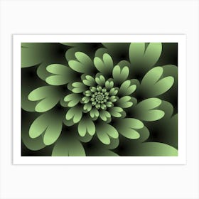 Green Floral Satin Wallpaper Art Print