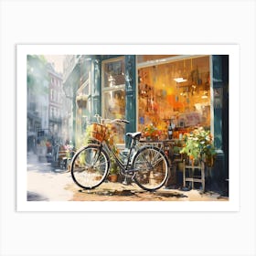 Bicycle In Front Of Shop Art Print