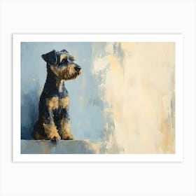 Minimal Terrier Blue And Beige 4 Art Print