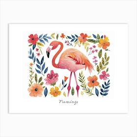 Little Floral Flamingo 1 Poster Art Print