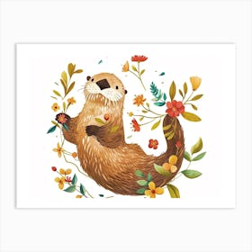 Little Floral Sea Otter 4 Art Print