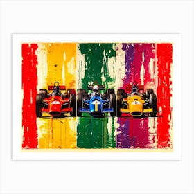 Auto Racing Gifts - 3 Racing Cars Art Print