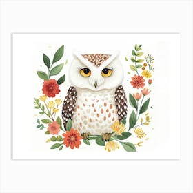 Little Floral Snowy Owl 1 Art Print