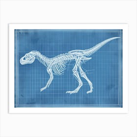 Corythosaurus Skeleton Hand Drawn Blueprint 1 Art Print