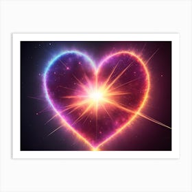 A Colorful Glowing Heart On A Dark Background Horizontal Composition 76 Art Print