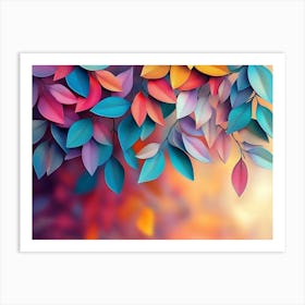 Colorful Leaves Wallpaper Art Print