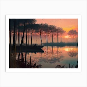 Sunset By The Lake 50 Art Print