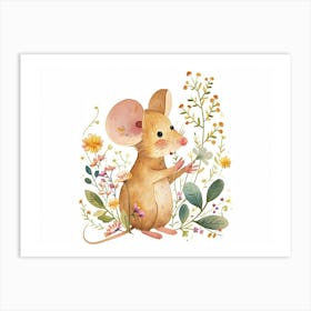 Little Floral Mouse 3 Art Print