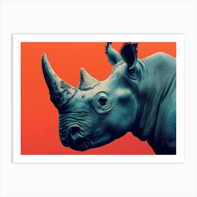 Rhino on Orange Art Print