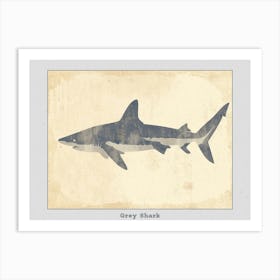 Grey Shark Silhouette 5 Poster Art Print