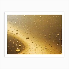 Close Up Image Of Water Droplets On A Golden Surface, With A Blurred Background Art Print