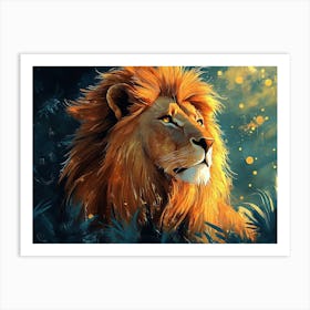 Colorful Lion Painting Art Print