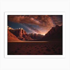 Red canyon under starry sky Art Print