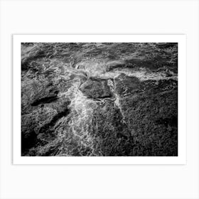 White Sea Foam And Black Rocks Surface 1 Art Print