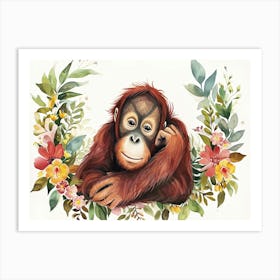 Little Floral Orangutan 4 Art Print