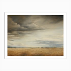 Rustic Farm Hay Field Oil Painting Art Print