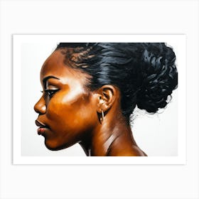 Side Profile Of Beautiful Woman Oil Painting 181 Art Print