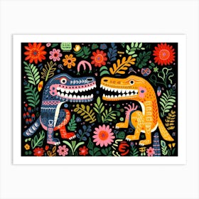 Crocodile 2 Folk Style Animal Illustration Art Print