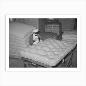 Tufting A Mattress,Mattress Factory, San Angelo, Texas By Russell Lee Art Print