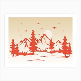 Mountain Landscape Sunset Nature Art Print