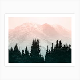 Mount Rainier Pastel Sunset Art Print