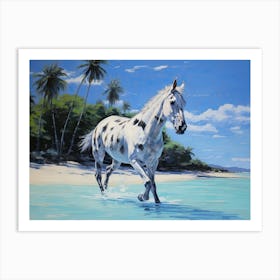 A Horse Oil Painting In Bora Bora French, Polynesia, Landscape 2 Art Print