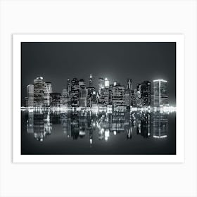 New York City Skyline At Night Art Print