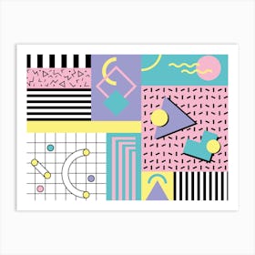 Memphis Pattern Retro Vaporwave 80s Vintage 90s Dreamwave Artwork Art Print