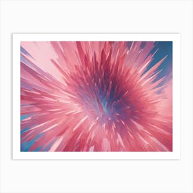 Sharp Geometric Shapes Resembling Crystals In Shades Of Pink And Blue With Glowing, Radiating Energy, Creating A Futuristic Or Crystalline Artwork Art Print