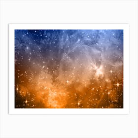 Orange Blue Galaxy Space Background Art Print